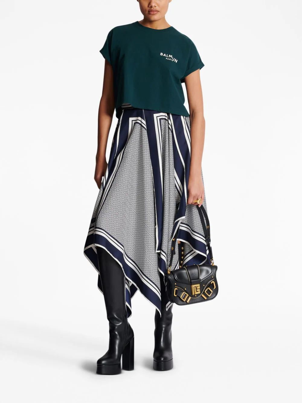 Balmain flocked-logo cropped T-shirt - Image 2