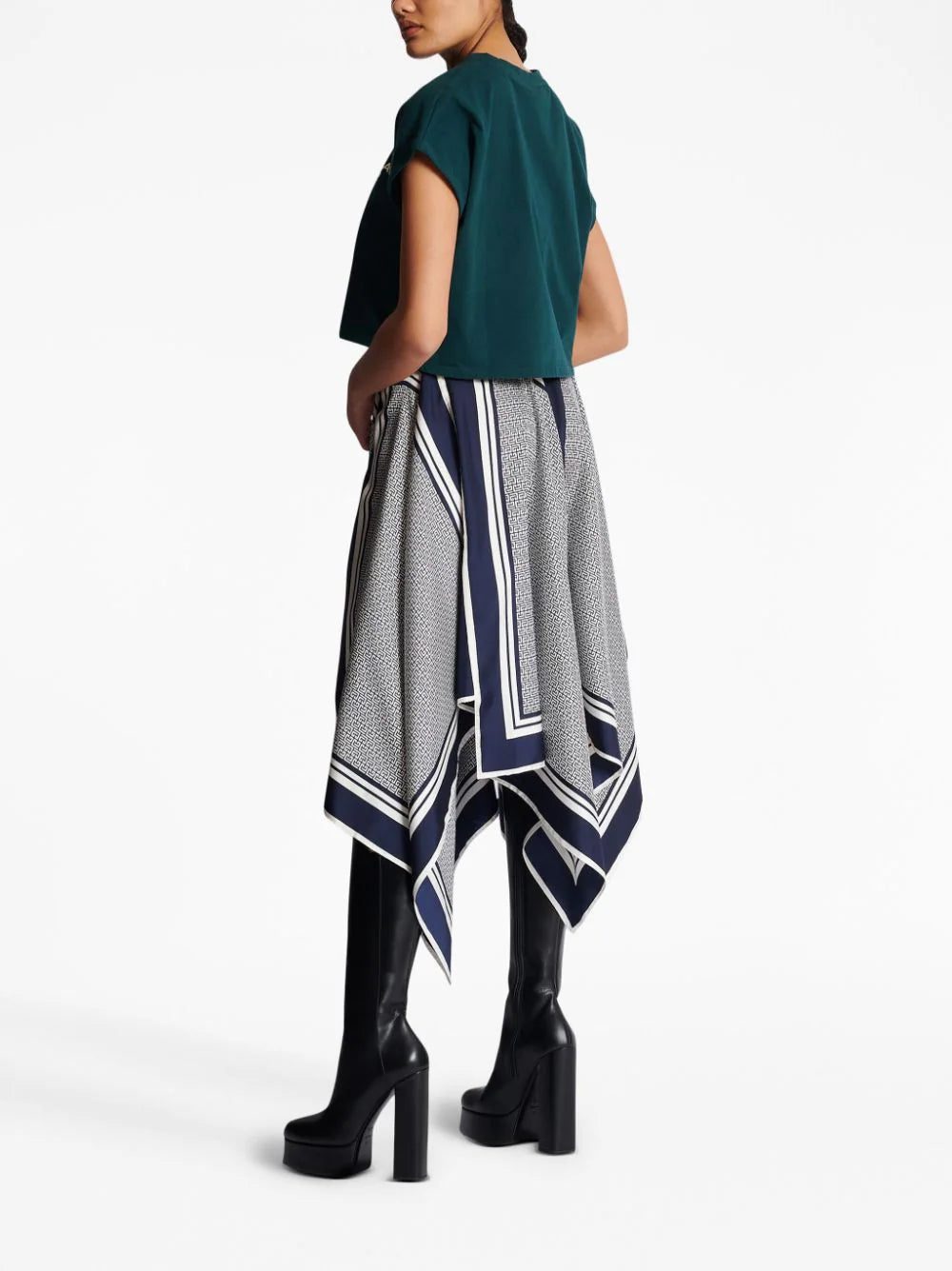 Balmain flocked-logo cropped T-shirt - Image 4