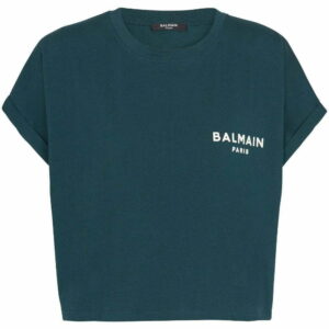 Balmain  flocked-logo cropped T-shirt