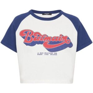 Balmain  logo-print cropped T-shirt