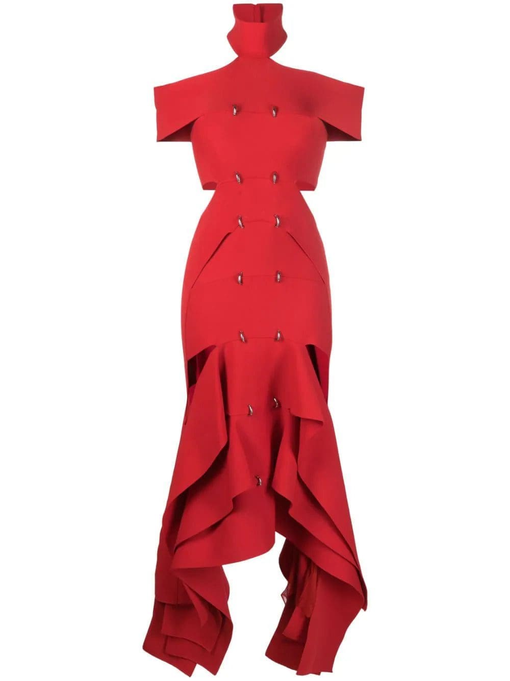 Alexander McQueen ring-detail asymmetric maxi dress