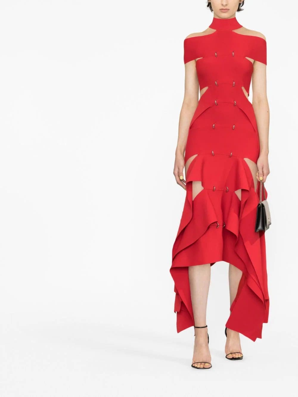 Alexander McQueen ring-detail asymmetric maxi dress - Image 2