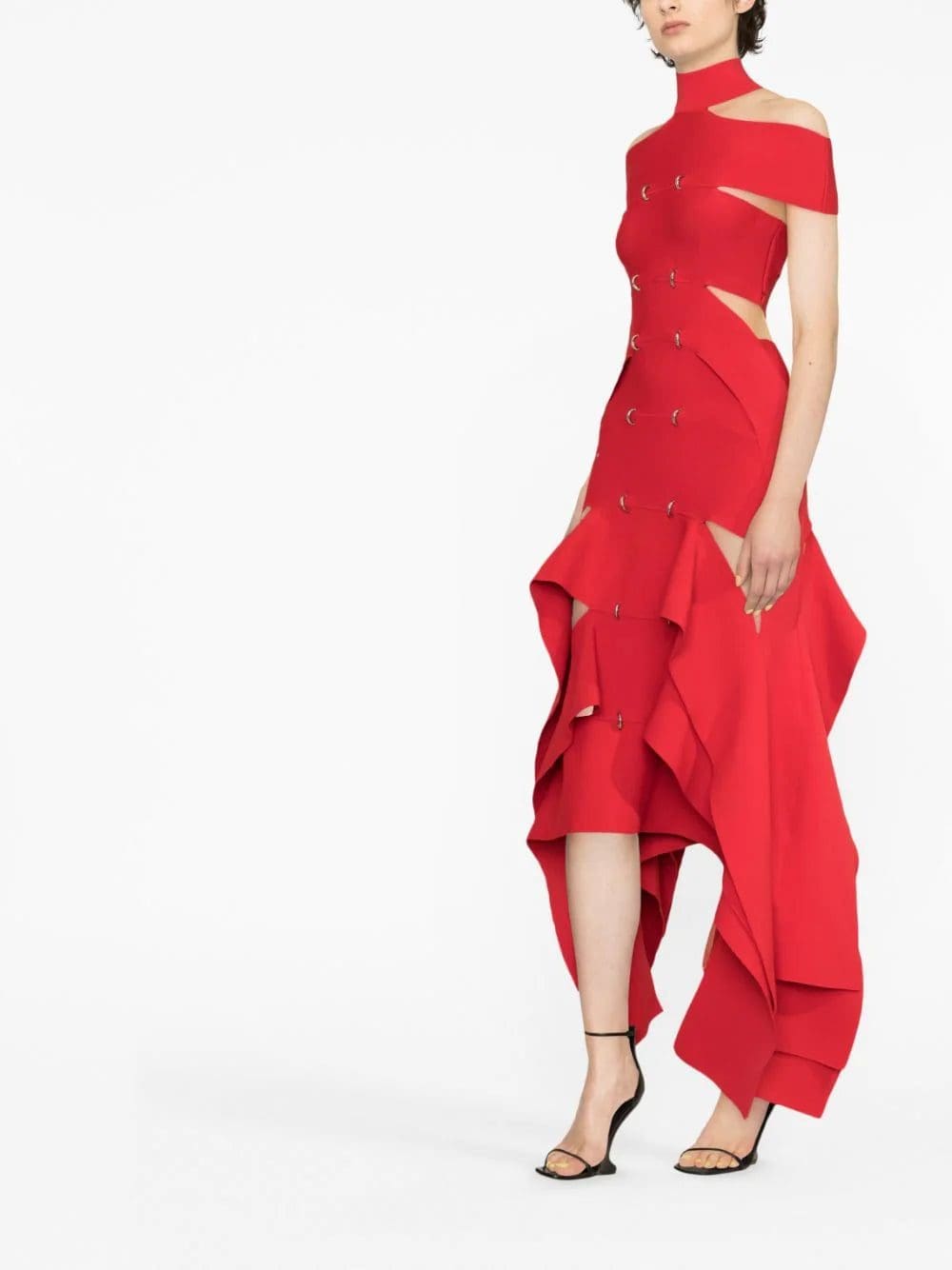 Alexander McQueen ring-detail asymmetric maxi dress - Image 4