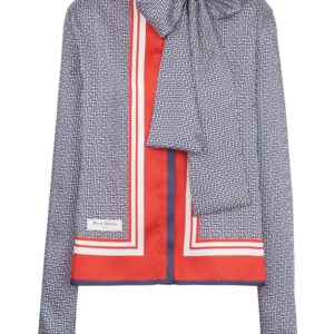 Balmain  pussy-bow monogram-printed shirt