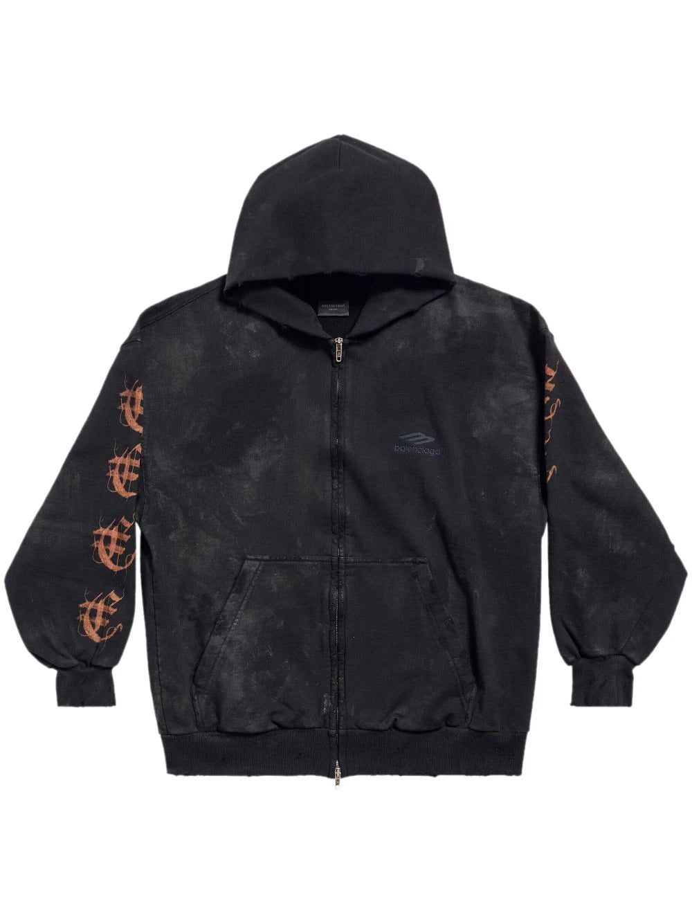Balenciaga Heavy metal artwork zip-up hoodie