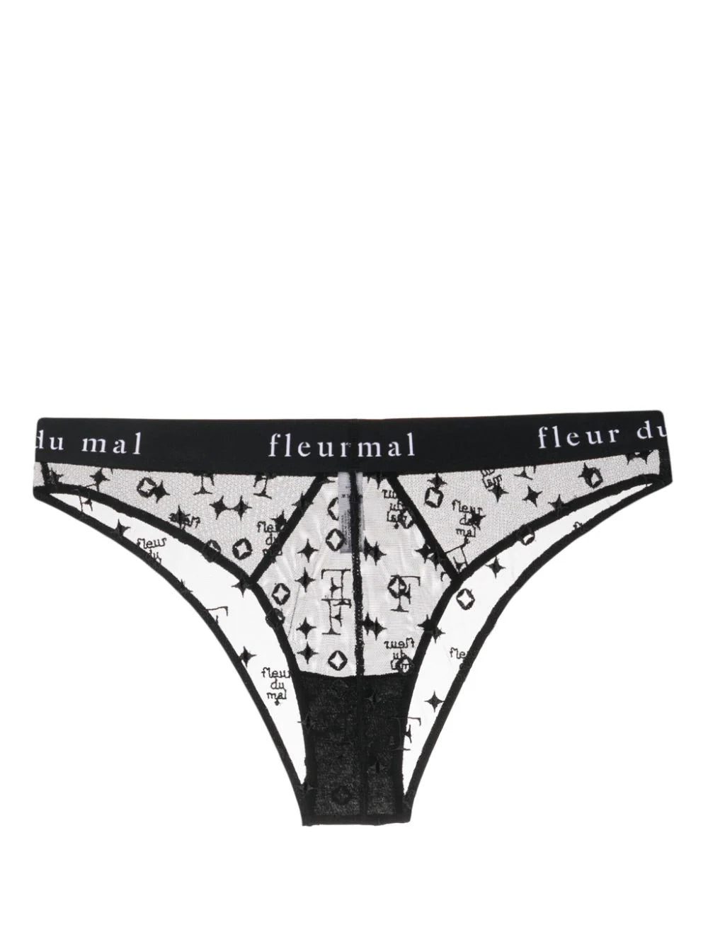 Fleur Du Mal Cheeky monogram-embroidered sheer briefs - Image 2