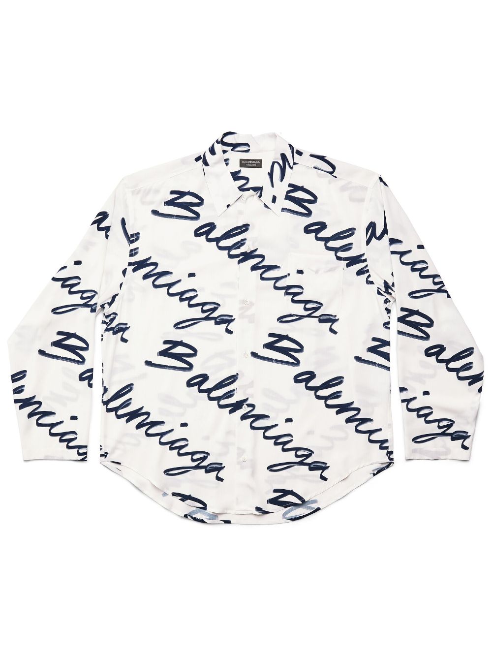 Balenciaga logo-print silk shirt