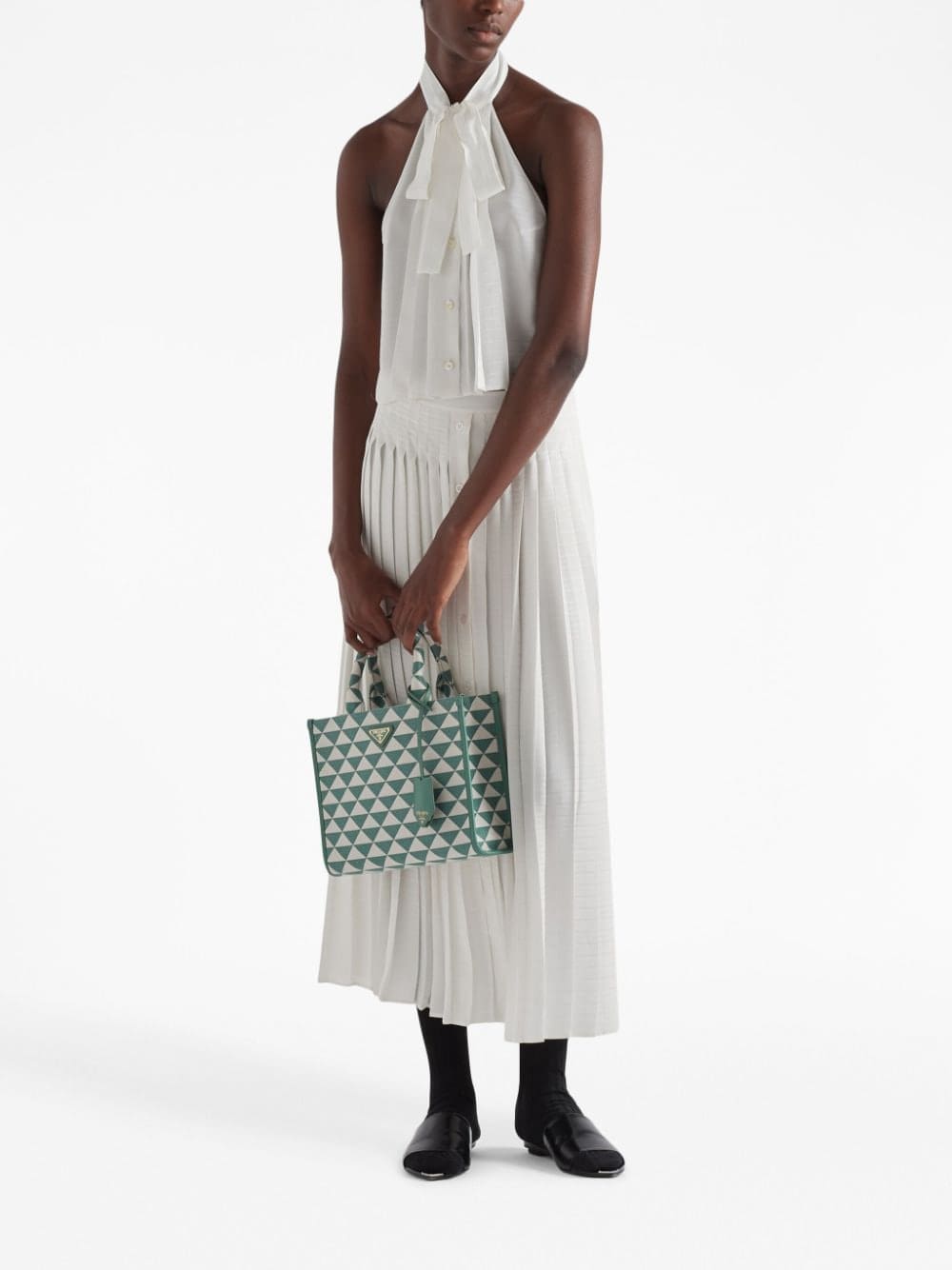 Prada crepe-de-chine tie-neck top - Image 2