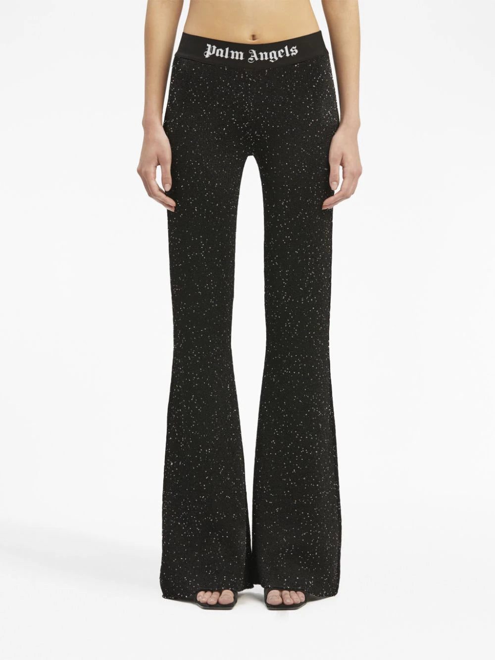 Palm Angels logo-print knitted flared trousers - Image 3