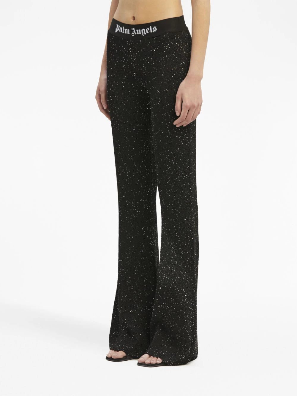 Palm Angels logo-print knitted flared trousers - Image 4