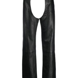 MOSCHINO JEANS  belted leather chaps trousers