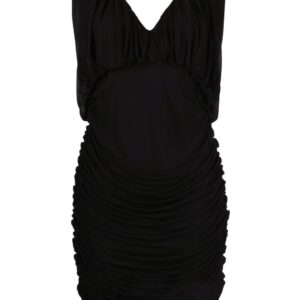 Saint Laurent ruched V-neck minidress