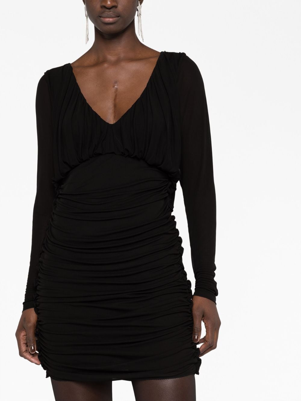 Saint Laurent draped V-neck minidress - Image 3