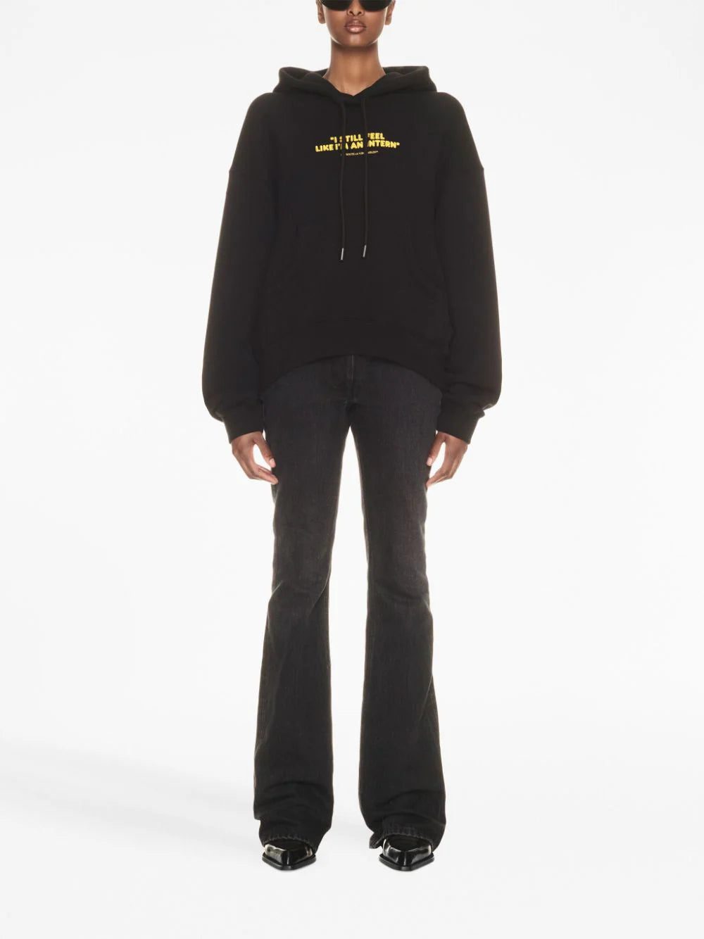 Off-White slogan-print cotton hoodie - Image 2