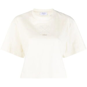 Off-White  Arrows-motif embellished cropped T-shirt