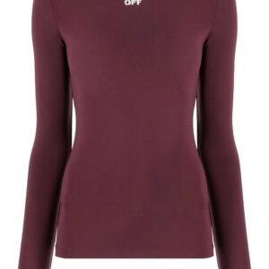 Off-White logo-print fitted top