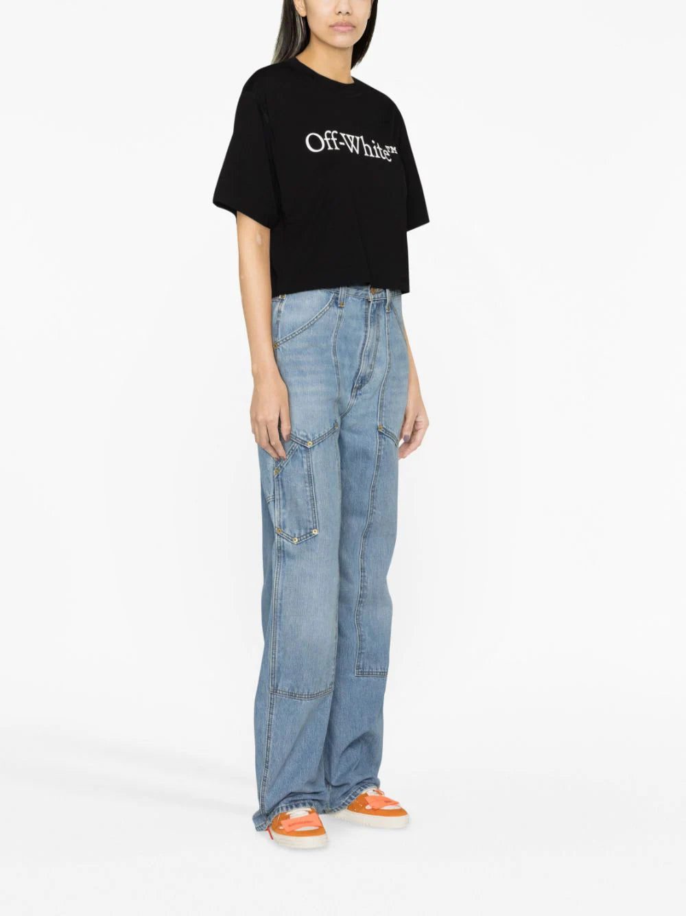 Off-White logo-print cropped cotton T-shirt - Image 4