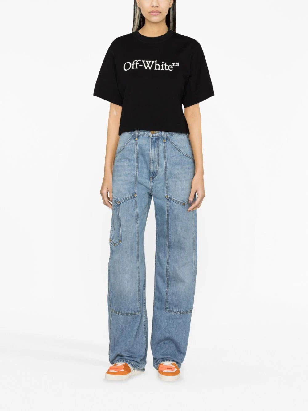 Off-White logo-print cropped cotton T-shirt - Image 2