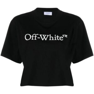 Off-White  logo-print cropped cotton T-shirt