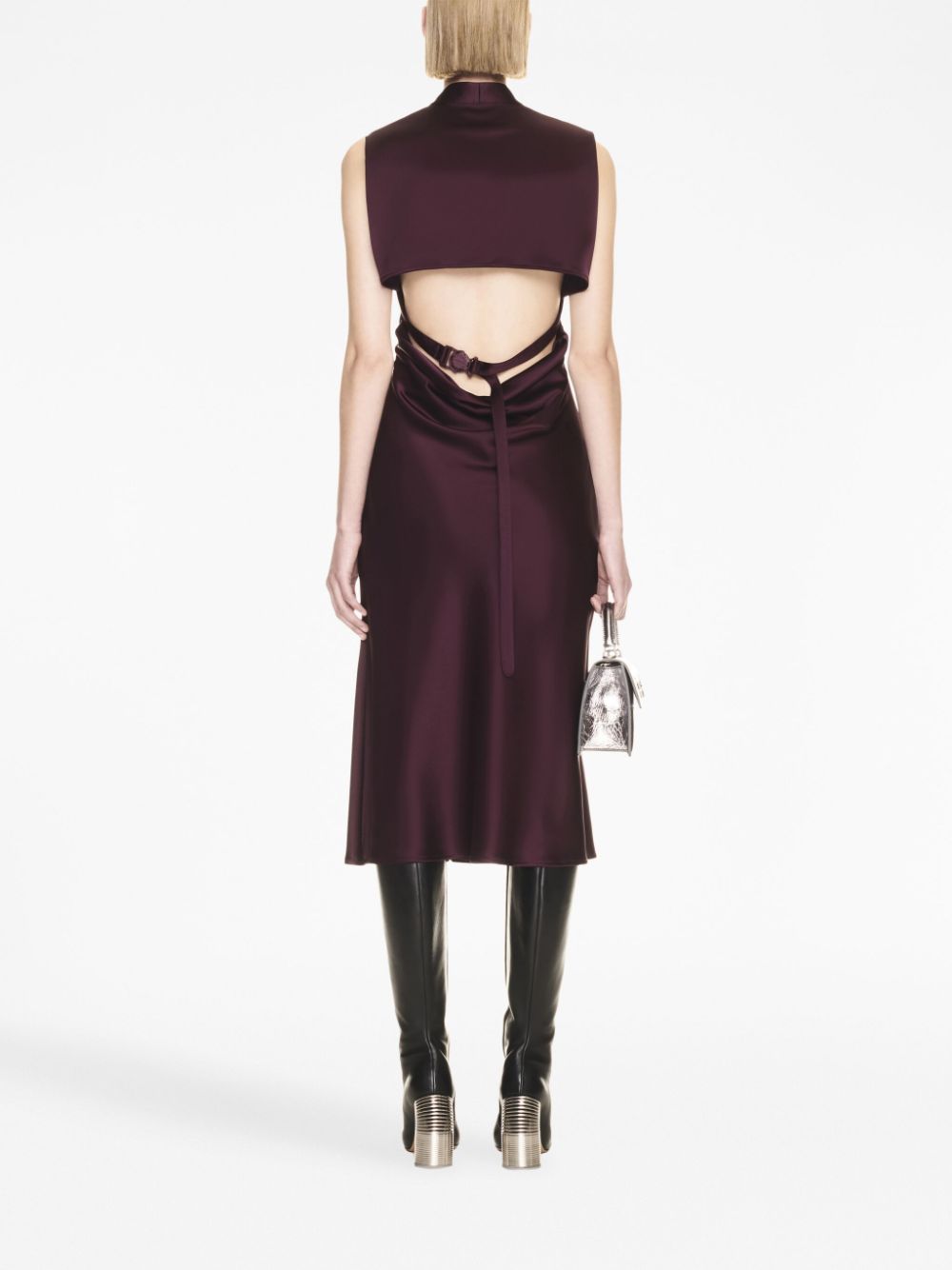 Off-White crossover-strap satin midi dress - Image 4