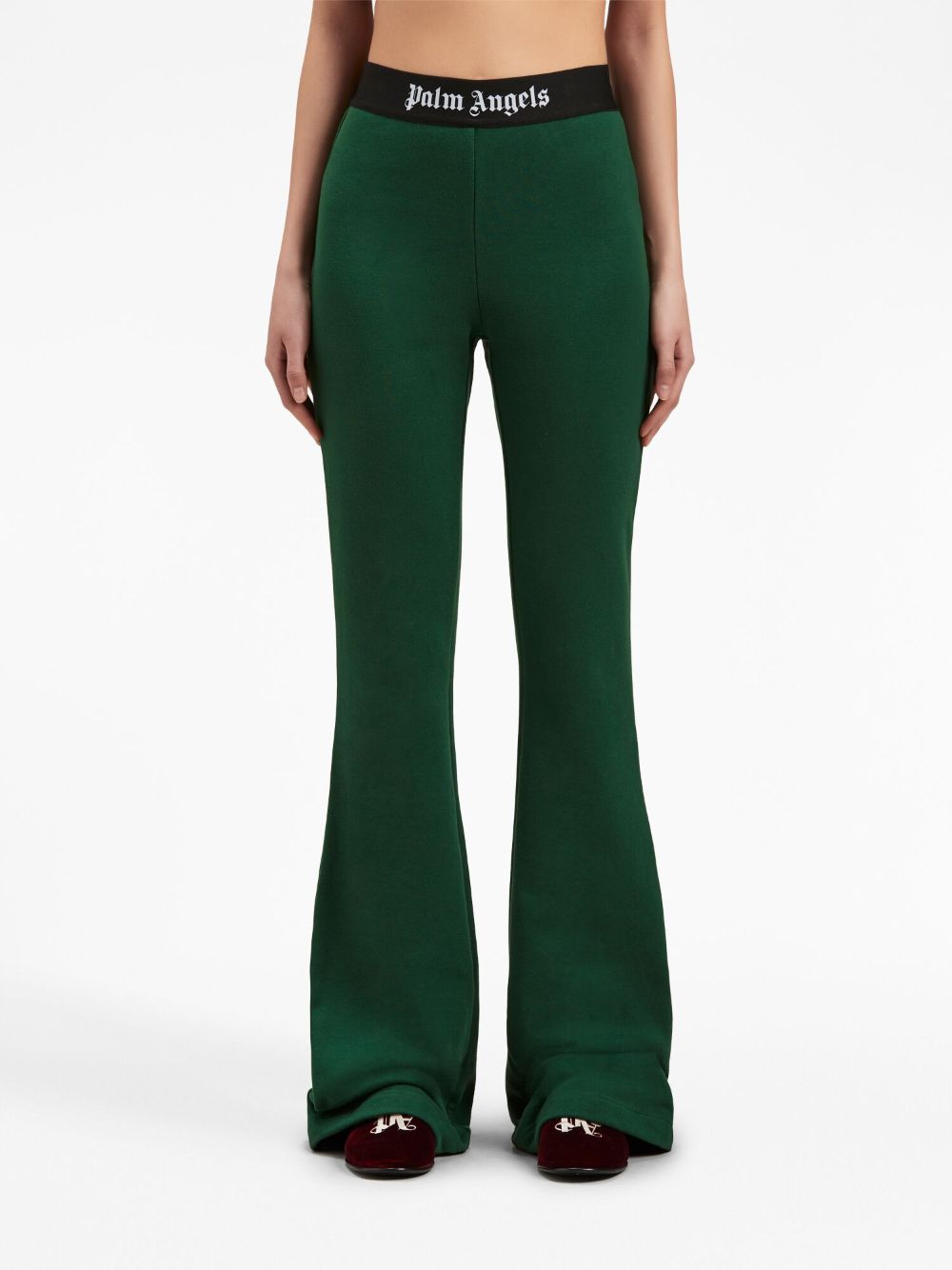 Palm Angels logo-tape cotton flared trousers - Image 3