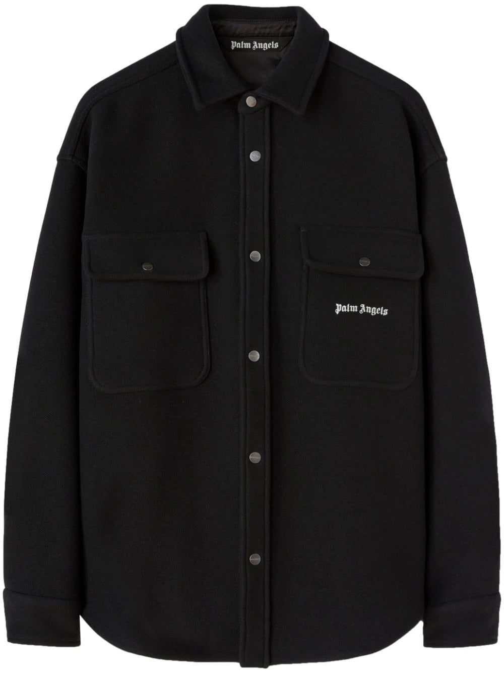 Palm Angels logo-embroidered twill shirt jacket