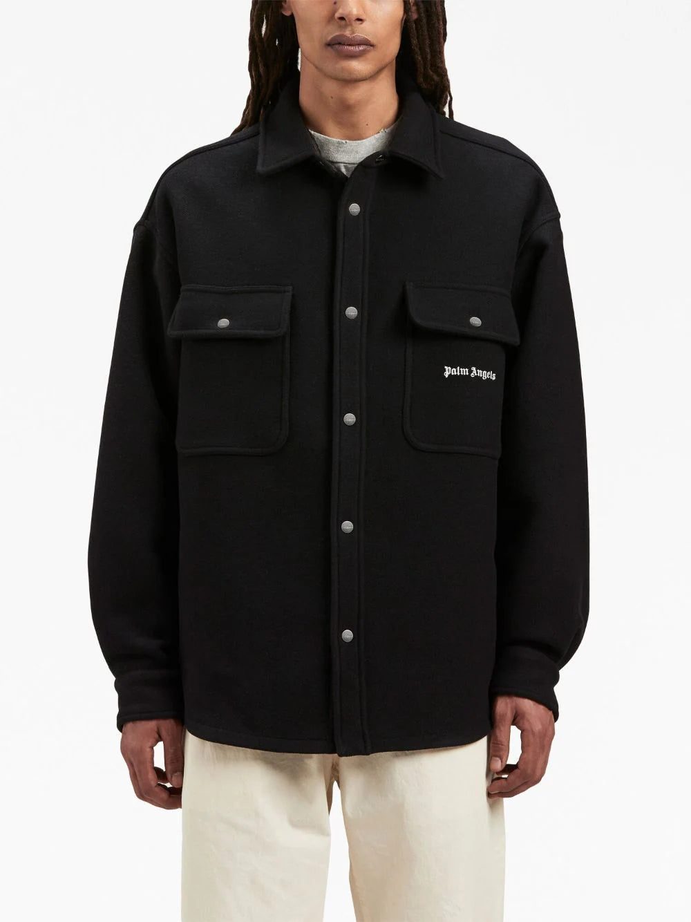 Palm Angels logo-embroidered twill shirt jacket - Image 3