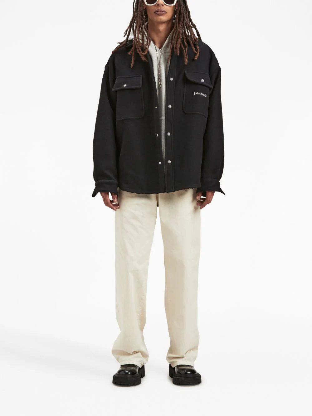 Palm Angels logo-embroidered twill shirt jacket - Image 2