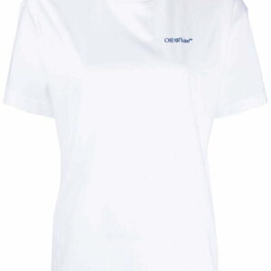 Off-White  Diag-stripe embroidered cotton T-shirt