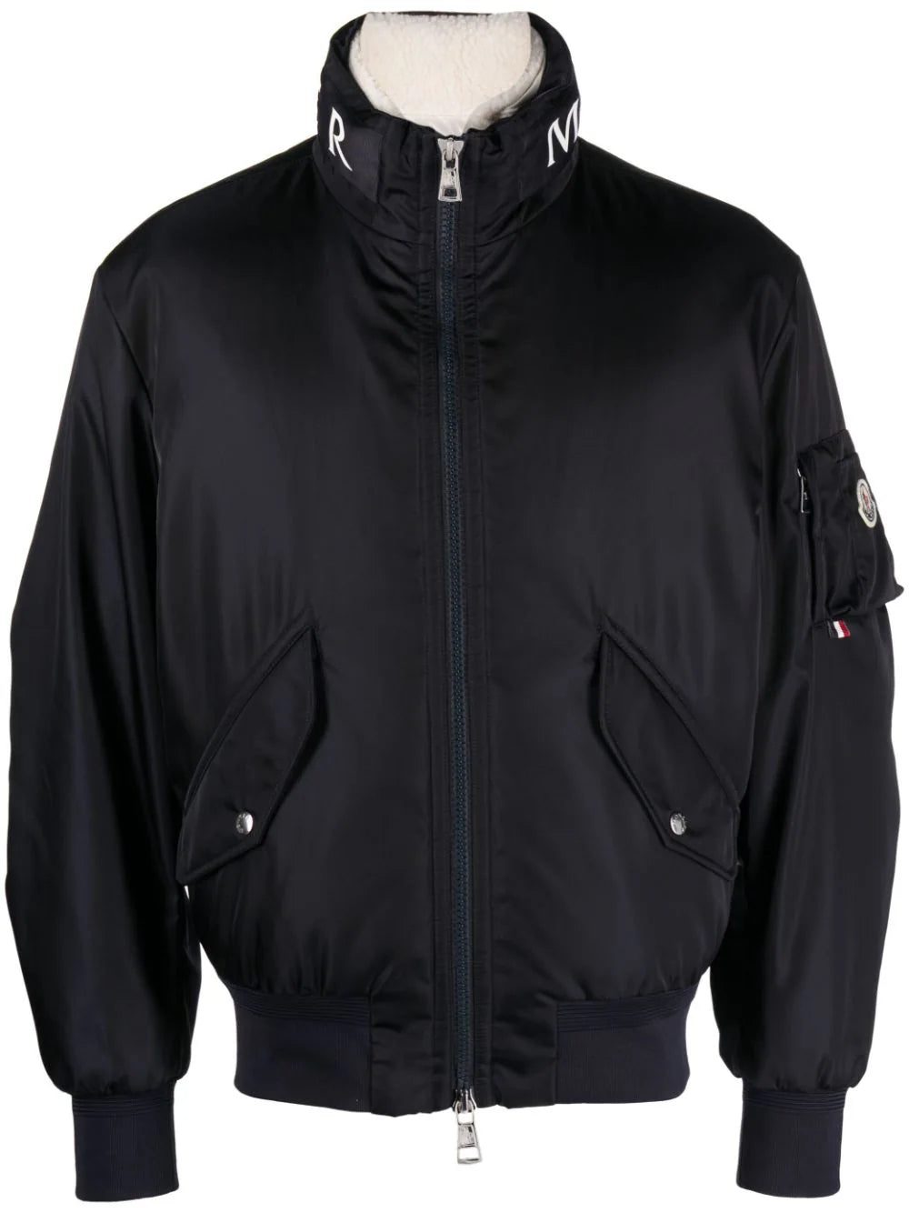 Moncler logo-collar padded bomber jacket