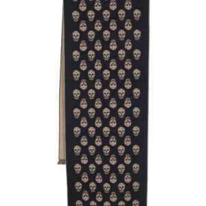 Alexander McQueen skull-jacquard fringed wool scarf