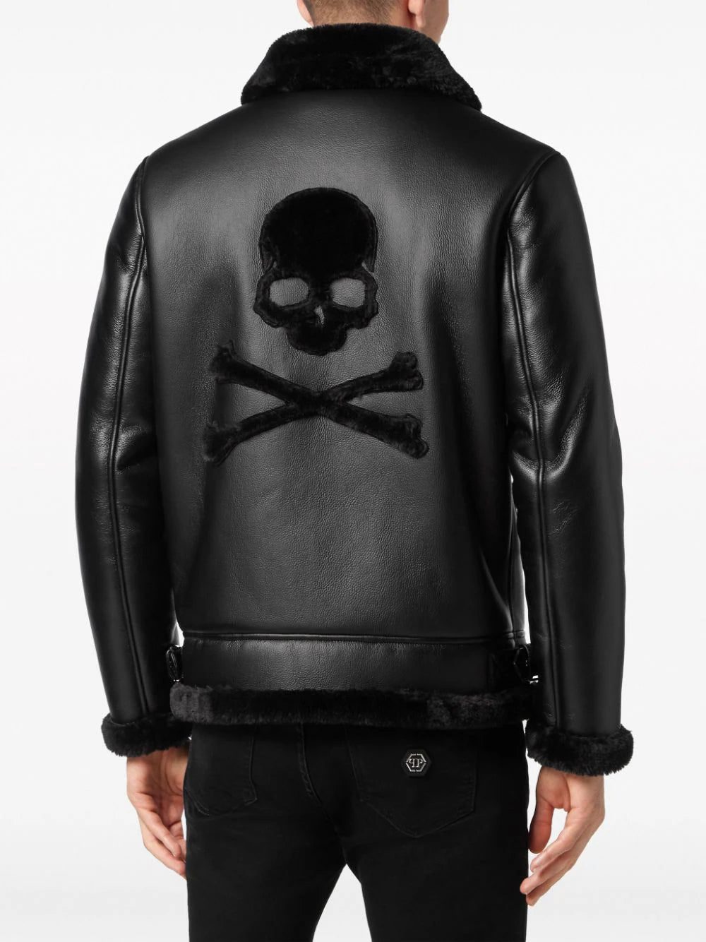 Philipp Plein logo-patch faux-leather bomber jacket - Image 4