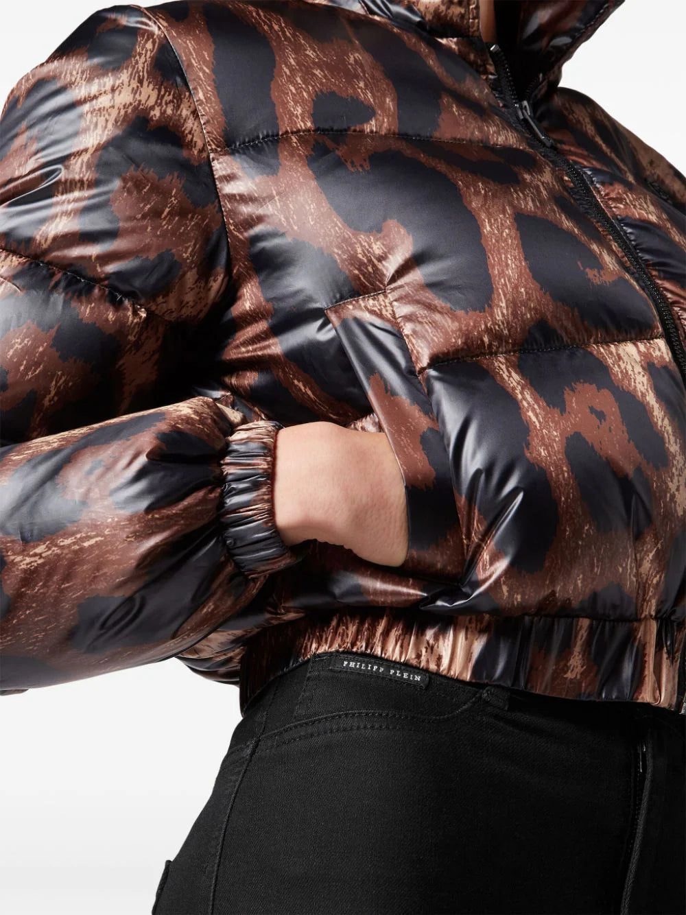 Philipp Plein leopard-print quilted down jacket - Image 4