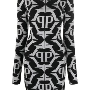 Philipp Plein Hexagon monogram-jacquard lurex minidress