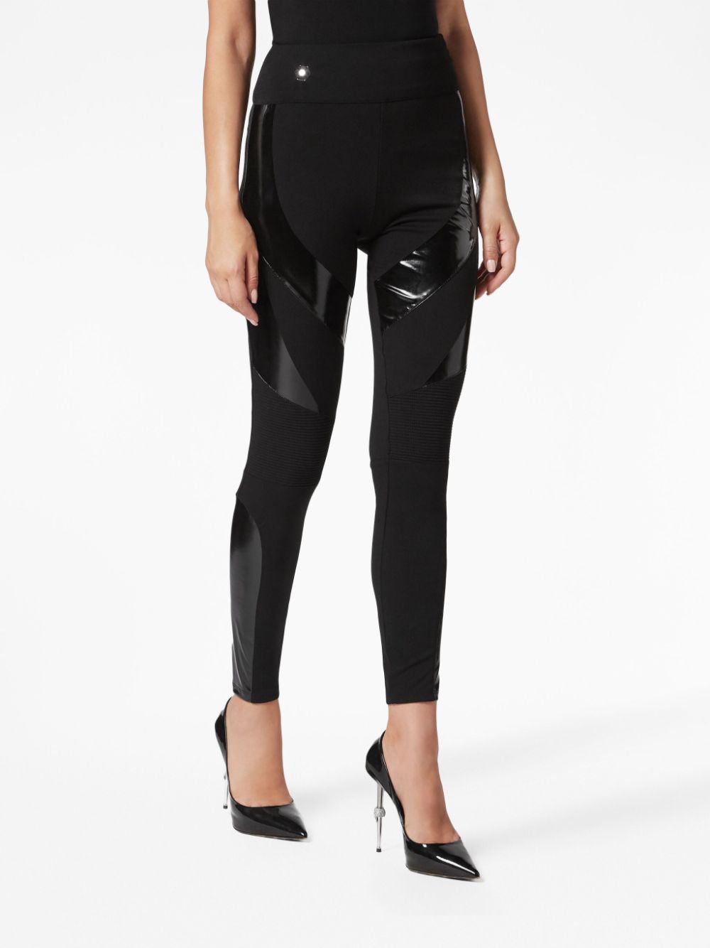 Philipp Plein logo-patch high-waist leggings - Image 3