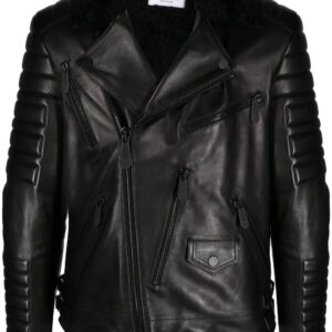 Philipp Plein logo-debossed leather jacket