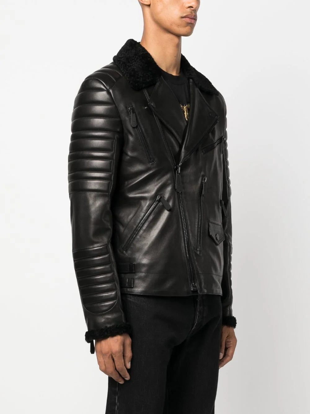 Philipp Plein logo-debossed leather jacket - Image 3