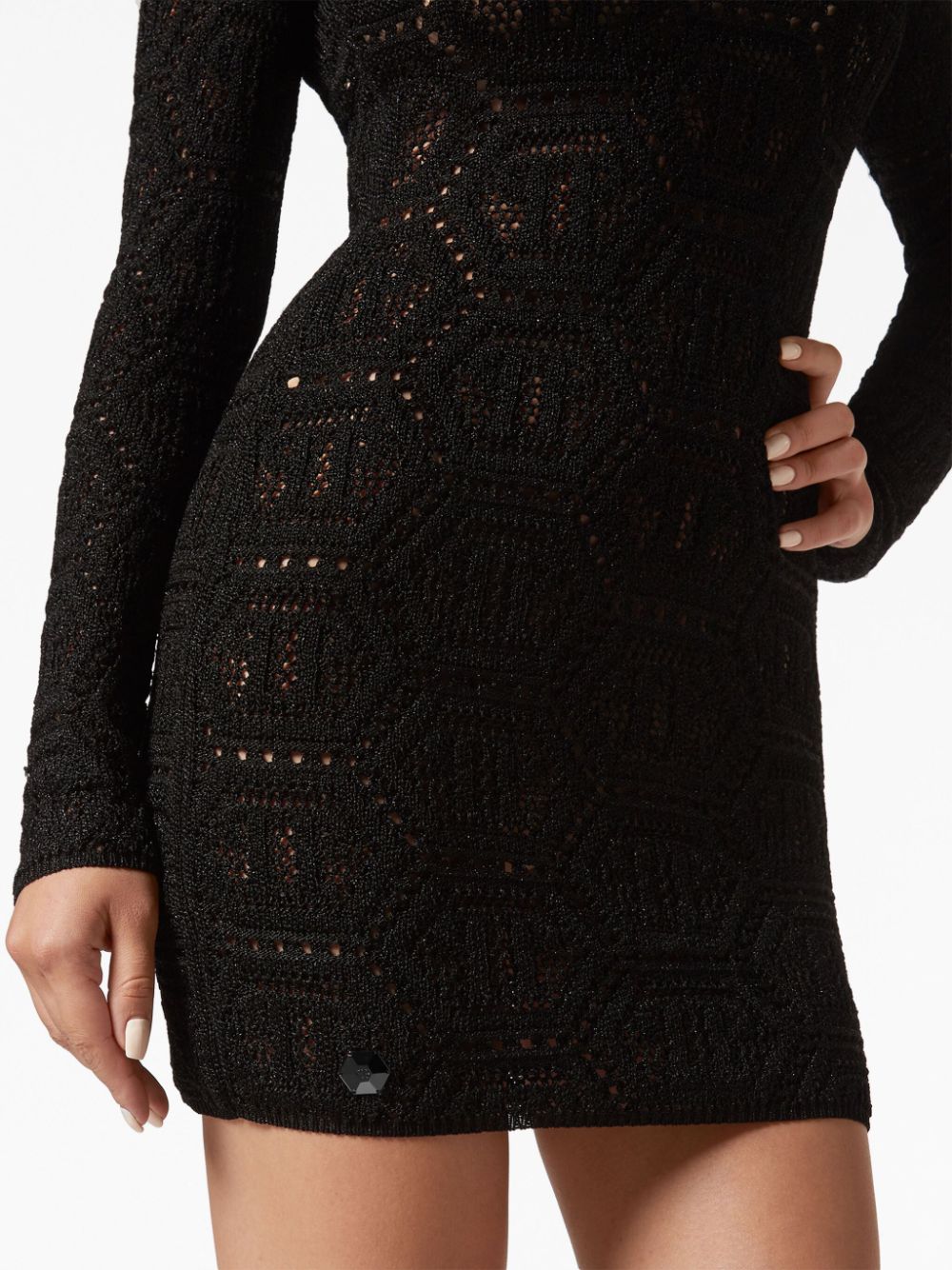 Philipp Plein monogram-pattern crochet-knit minidress - Image 2