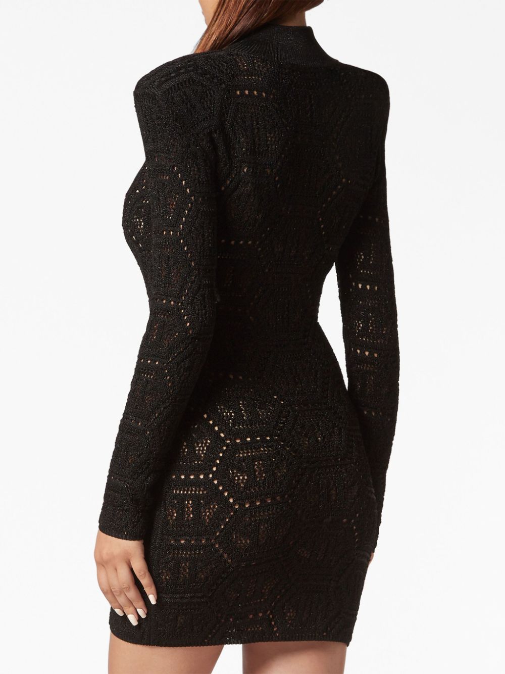 Philipp Plein monogram-pattern crochet-knit minidress - Image 3