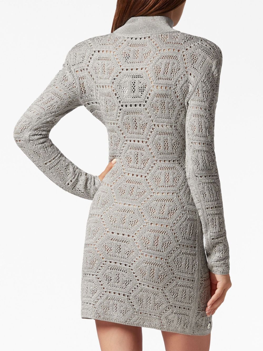 Philipp Plein monogram-pattern crochet-knit minidress - Image 4