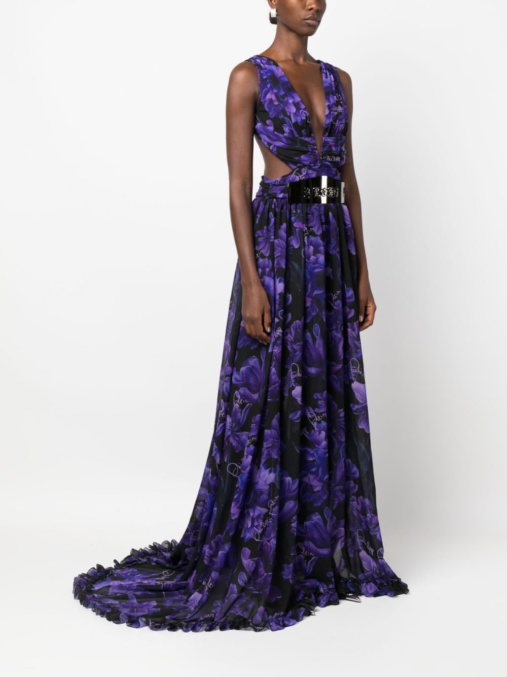 Philipp Plein floral-print chiffon maxi dress - Image 4