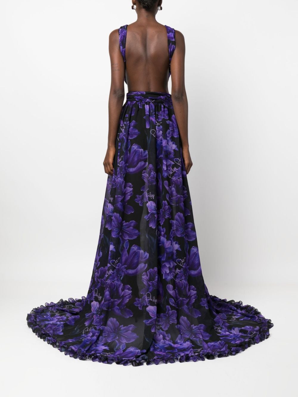 Philipp Plein floral-print chiffon maxi dress - Image 3