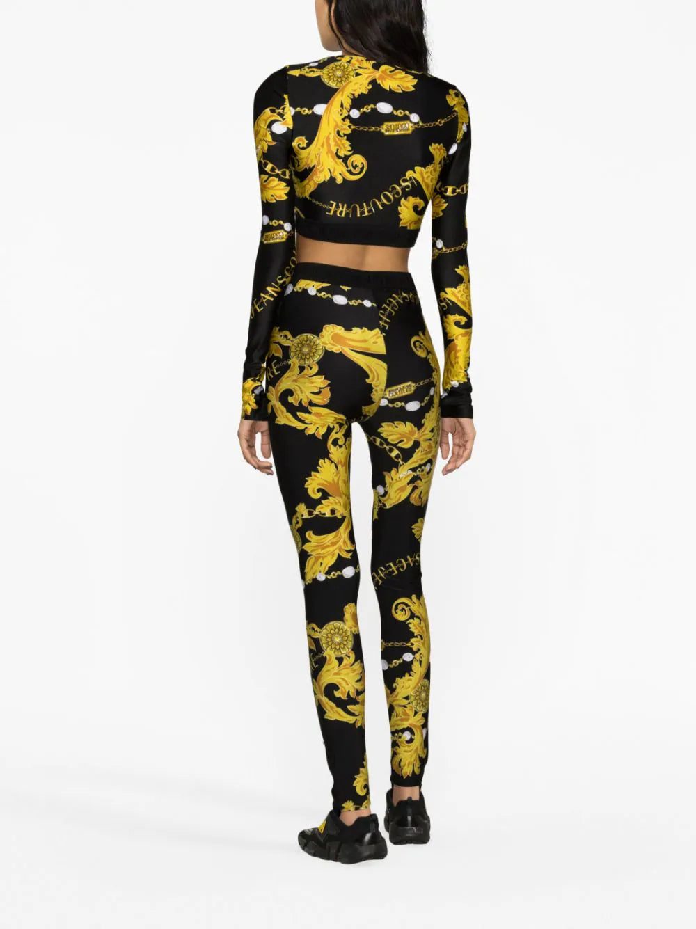 Versace Jeans Couture chain-print logo-waistband leggings - Image 4