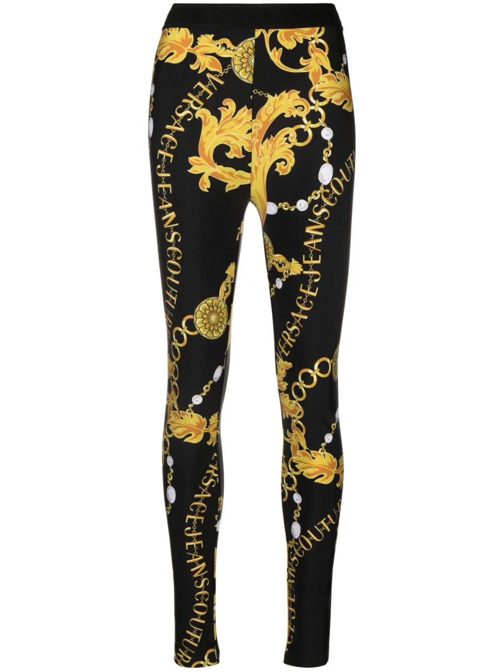 Versace Jeans Couture chain-print logo-waistband leggings