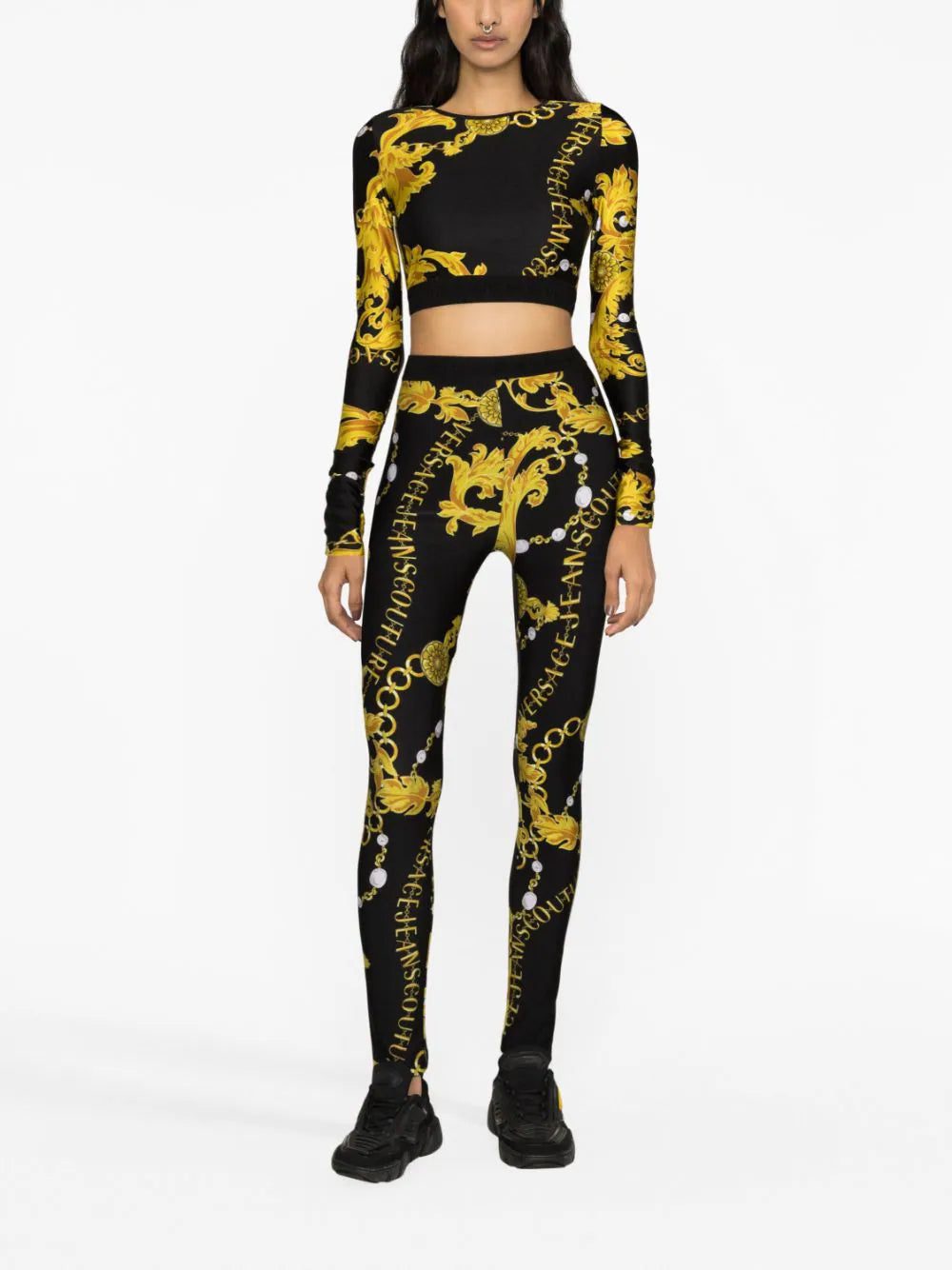 Versace Jeans Couture chain-print logo-waistband leggings - Image 2