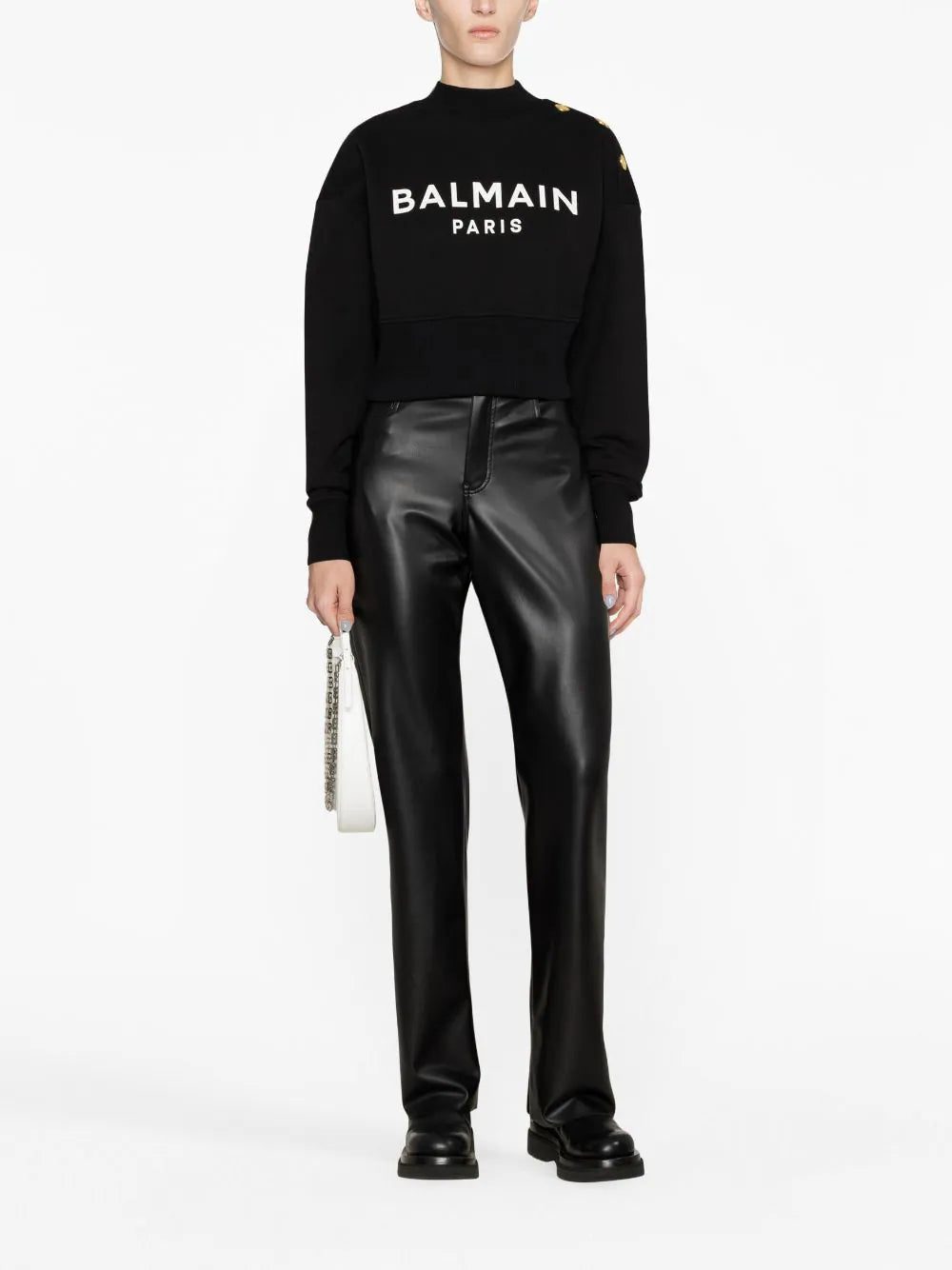 Balmain logo-print cropped sweatshirt - Image 2