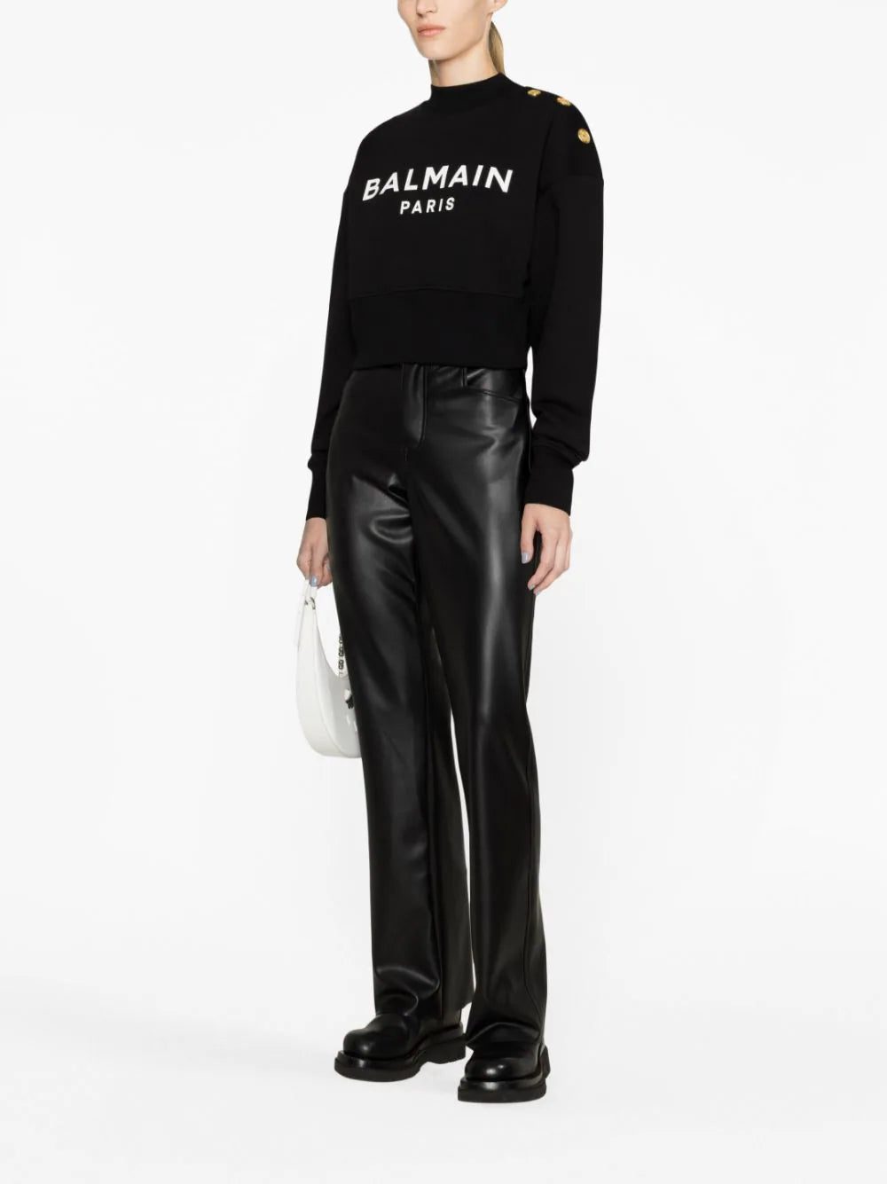 Balmain logo-print cropped sweatshirt - Image 3