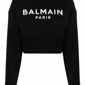 Balmain logo-print cropped sweatshirt