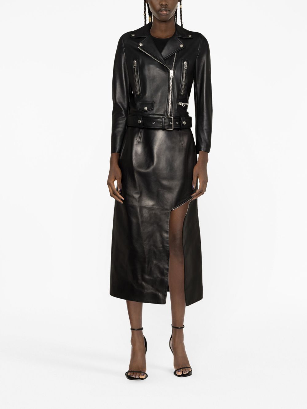 Alexander McQueen side-slit leather midi skirt - Image 2
