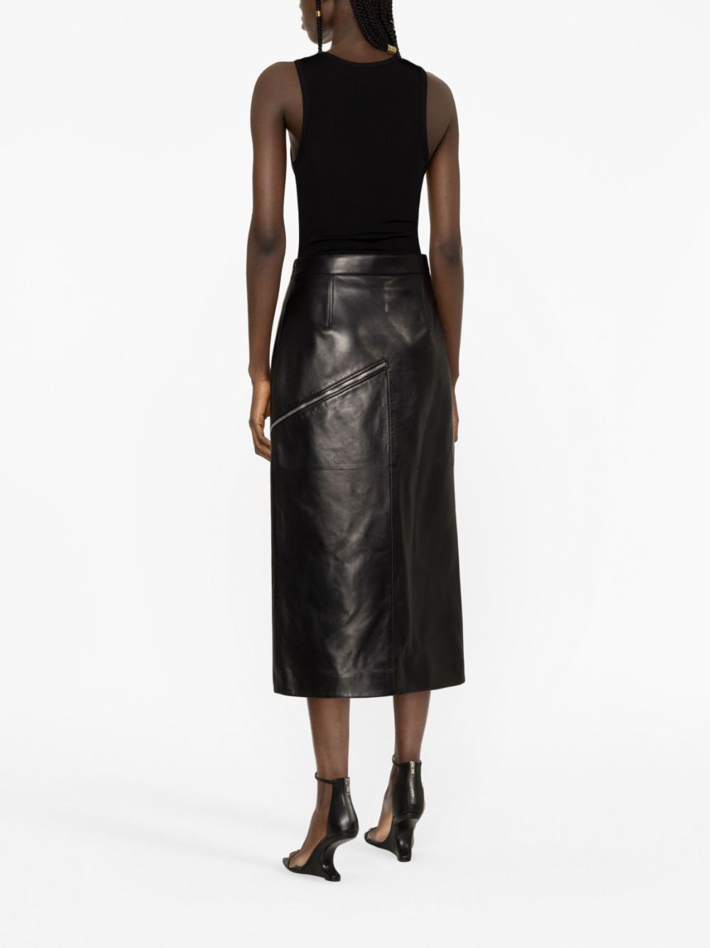 Alexander McQueen side-slit leather midi skirt - Image 3